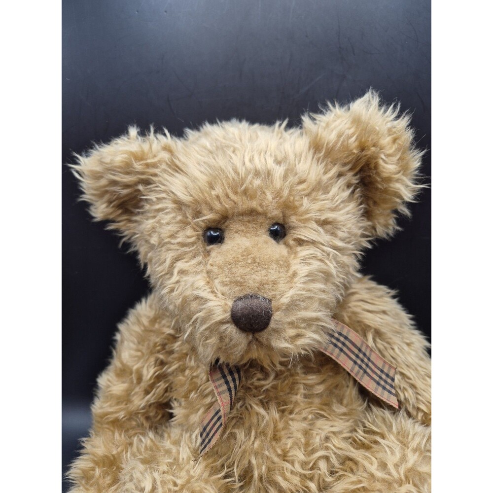 Vintage Russ Berrie 18" SPENCER #259 Plush Bear With Plaid Bow Scruffy Brown - Picture 2 of 11